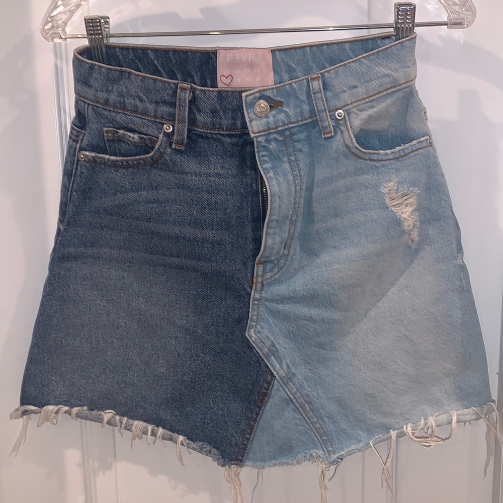 Revive Two-Tone Denim Skirt